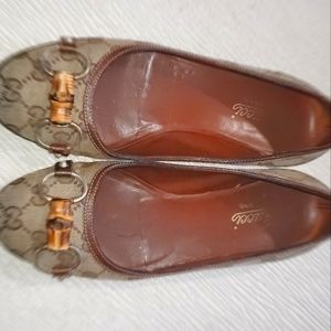 Womens Gucci Horsebit original Canvas GG ballerina flat